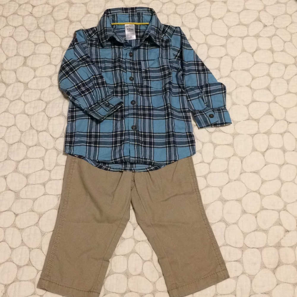 Carter’s 12M boys flannel button down set